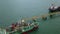 Cargo tanker ship marine vessel docking and oversea berth mooring platform for petroleum and crude oil industry from aerial view