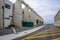 The cargo terminal in the old Galeao airport and yellow marking on the floor. Rio de Janeiro, Brazil