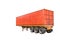 Cargo trailer truck with orange container isolate on white background