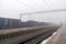 Cargo Train Moving On Platform Freight Train Passing Through Station