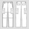 Cargo trousers. Vector technical sketch. Mockup template