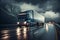 Cargo truck car on a highway. Generative AI