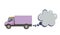 Cargo truck with Exhaust or flue gas as place for text in Cartoon style, Exhaust gas of delivery van as copy space on white