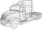 Cargo Truck isolated on grey background. Trucks delivering vehicle layout for corporate brand identity design. Tracing