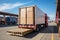 Cargo trucks transfer cargoes at the port