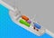 Cargo vessel isometric view flat