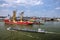 Cargo vessel in sea port Rotterdam, Netherlands.