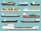 Cargo vessels and tankers shipping delivery bulk carrier train freight boat tankers isolated on background vector