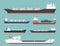 Cargo vessels and tankers shipping delivery bulk carrier train freight boat tankers isolated on background vector