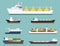 Cargo vessels and tankers shipping delivery bulk carrier train freight boat tankers isolated on background vector