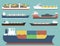 Cargo vessels and tankers shipping delivery bulk carrier train freight boat tankers isolated on background vector