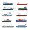 Cargo vessels and tankers shipping delivery bulk carrier train freight boat tankers isolated vector illustration