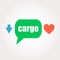 Cargo word. Business concept . Speech clouds stickers, arrow and heart