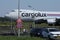 Cargolux jumbo Boeing B747 taxiing at airport