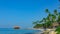 Caribbean beach arbor palm roof path to the sea