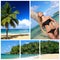 Caribbean beach collage with woman