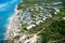 Caribbean beach from helicopter view