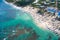 Caribbean beach from helicopter view