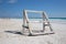 Caribbean beach with wooden Football cage