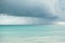 Caribbean, beaches and ocean. Caribbean Sea. dark sky rain