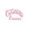 Caribbean cruises typography sticker. Hand drawn lettering logo in pink. Cruise liners tourist agency template.