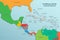 Caribbean islands Central America map card colors 3D