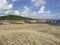 Caribbean landscape with vegetation, volcanic cliff and waves breaking over volcanic rocks.Savanna of Petrification. Martinique,