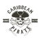 Caribbean pirate. Pirate skull in admiral headdress and swords.