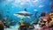 Caribbean reef shark and coral reef