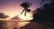 Caribbean sea and exotic tropical island with palm tree beach sunset. Punta Cana, Dominican Republic