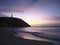 Caribbean sea and lighthouse at sunset Margarita island Venezuela