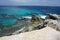 Caribbean sea, rocky coast in Punta Sur, Isla Mujeres, Mexico