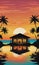 Caribbean Sunset Serenity: Bungalow Silhouettes in Reflective Tranquility