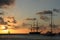 Caribbean sunset, silhouett of the ship