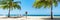 Caribbean tropical beach vacation woman dancing of happiness under the sun. Summer holidays travel getaway banner panorama