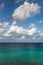 Caribbean view with ocean and sky with clouds