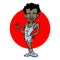 Caricature of african, indian or latino runner athlete, cartoon