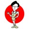 Caricature of asian male runner athlete, cartoon