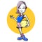 Caricature of basketball woman cartoon