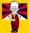 Caricature of Buddhist Monk with Tibetan Flag
