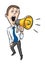 Caricature businessman with megaphone