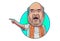 Caricature character illustration of AMIT SHAH in angry expression pointing finger.