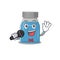 Caricature character of syrup medicine happy singing with a microphone