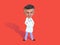 Caricature doctor man. Cartoon style body with real human big head in medical uniform full length illustration