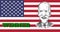 Caricature drawing portrait of Joe Biden on US flag