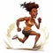 Caricature-style Cartoon Drawing Of A Stunning Built Girl Running