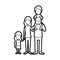 Caricature thick contour faceless big family parents with boy on his back and daugther taken hands