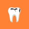 Caries dental problems. Tooth with caries icon. Big hole in the human teeth on isolated background. EPS 10 vector