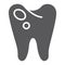 Caries glyph icon, dentistry and teeth, sick tooth sign, vector graphics, a solid pattern on a white background.