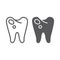 Caries line and glyph icon, dentistry and teeth, sick tooth sign, vector graphics, a linear pattern on a white